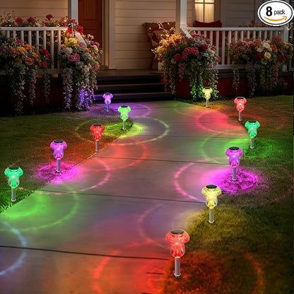 Solar Lights Outdoor, 8 Pack Mushroom Lights Outside Waterproof, Solar Powered LED Lighting for Garden, Yard, Landscape, Path, Pathway, Lawn, Walkway, Driveway, Backyard Decor (Multicolor)