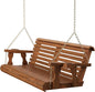 Amish Casual 5 Foot Roll Back Porch Swing with Cup Holders in Oak Stain - Amish Made in The USA from Treated Pine Heavy Duty 700 Lb. Weight Capacity