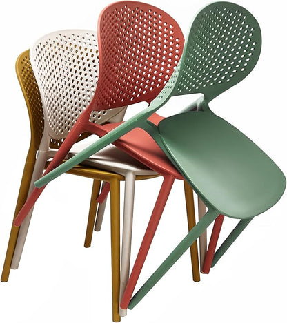 2xhome Patio Dining Chair | Modern Stackable Outdoor Pool Side Chair | Weather Resistant Plastic for Yard, Porch, Balcony, Kitchen, Green, Single, Set of 1