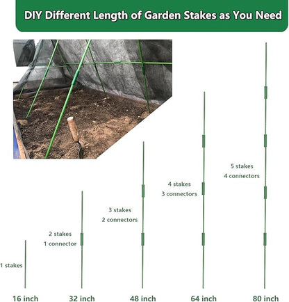 Garden Stakes Kit, 40 Sets 16 inch 0.43" in Diameter Steel Plant Stick Support (with Accessories Total 91 pcs), DIY 3ft 4ft 5ft 6ft 7ft Sturdy Tomato Stakes for Indoor & Outdoor Gardening Supplies