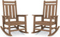 KINGYES Oversized Outdoor Rocking Chair Set of 2, All-Weather Patio Rocking Chairs for Porch, HDPE Outdoor Patio Rockers with High Back & Wide Seat for Garden, Lawn, Brown
