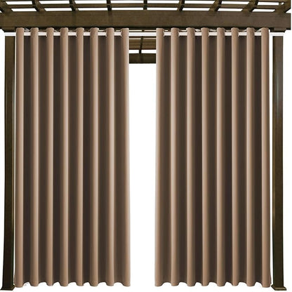 Waterproof Outdoor Curtain W105 x L84 - Grommet Top Sunlight Blocking Window Treatment Drapes Blackout Curtains for Home Bedroom Living Room Outdoor Patio Porch Gazebo (Camel Brown, 2 Panels)