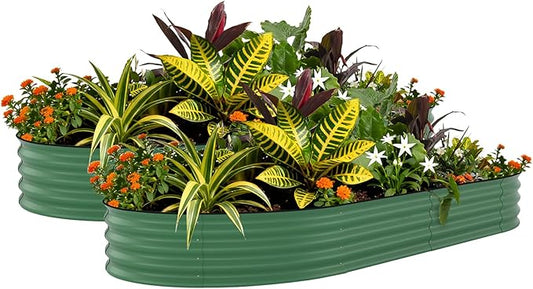 Garvee 2 Pack Galvanized Raised Garden Beds - 10x4x1.5ft Planter Box for Vegetables, Flowers, Rust-Resistant Garden Box, Easy Assembly Raised Beds, Durable Planters for Outdoor Plants, Green