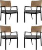 Grand patio Outdoor Dining Chair Set of 4, 4 Pieces Patio Dining Chairs, Stackable Wicker Chairs Set with Cushions Armrest for Restaurant, Outdoor, Garden, Porch, Lawn and Poolside