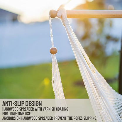 JoyView Hammock Chair with Spreader Bar Caribbean Hammock Swing Chair 300 LBS Weight Capacity XL Rope Hanging Chair for Outdoor Indoor Garden Yard - Black