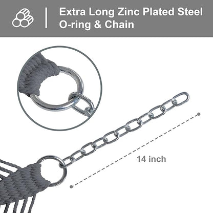 SUNCREAT Double Outdoor Hammock, Polyester Rope Hammock with Strong Spreader bar, Gray