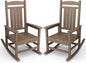 KINGYES Outdoor Rocking Chair Set of 2, High Density Polyethylene Patio Rocking Chairs with 330lbs Support for Adults, Brown