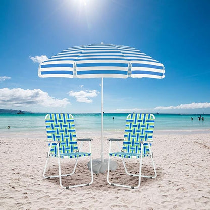 VINGLI Patio Lawn Webbed Folding Chairs 1 Piece, Outdoor Beach Chair Portable Dining Chair for Outdoor Yard, Garden (Blue, Classic)