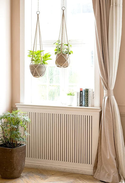 Dahey Macrame Plant Hanger Indoor Hanging Planter Basket Handmade Woven Cotton Rope Flower Pot Decorative Crochet Plant Holder Stand for Boho Home Decor No Tassels,35 Inch,Set of 2