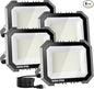 4 Pack LED Flood Lights Outdoor, 100W 10000LM Super Bright Floodlight Outside Work Light with 5.9FT Plug, IP65 Waterproof 6000K Outdoor LED Flood Light for Garage, Yard, Lawn, Garden