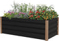 Garvee Aluminum Raised Garden Bed 4' x 2' x 16", Open-Bottom Deep Design with Rounded Safety Corners & Anti-Cut Trim, Large Outdoor Planter Box Kit, Gray