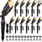 Gardenreet LED Spot Light Outdoor - Die-Cast Brass 12V Uplighting Waterproof, Low Voltage Landscape Lights Metal, Bronze for Fence Fountain with Daytime White MR16 Replaceable Bulbs (12 Pack)