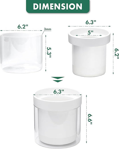 Phoenix Vine 6 Inch Self Watering Planter, White Terracotta Clay Pot with Glass Reservoir for Indoor Plants, Herbs, Flowers, Set of 1, 52-B-F-1