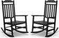 Patio Rocking Chair Outdoor Set of 2,Weather Resistant Poly Resin Oversized Porch Rocker,High Back Smooth Design,350lb Weight Capacity,Indoor Outdoor Use(2, Black)