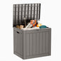ROJIK Outdoor Storage Housing Deck Box - Waterproof Patio Furniture, Garden Tools, Cushions, Pool Accessories Storage Bench with Lockable Lid and Side Handles (Grey)