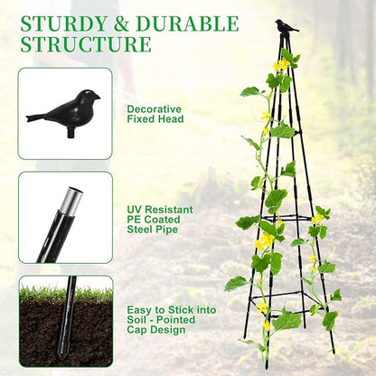 Lalahoni Garden Trellis for Climbing Plants, 67inch Tall Garden Obelisk Trellis for Climbing Potted Plant Outdoor Support Vine Flower Rose Vegetable Tomato Cucumber Trellis, Lightweight, 2 Pack