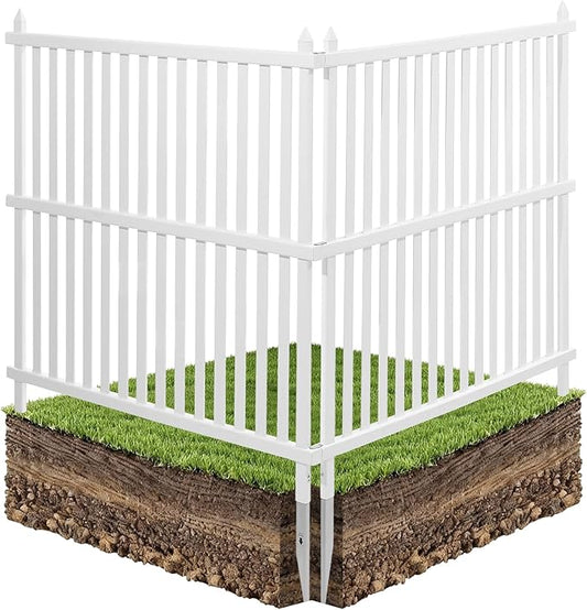 VEVOR 48" W x 48" H Vinyl Fence Panels, Air Conditioner Fence, Outdoor Privacy Screens for Trash Can, Pool Equipment Enclosure, Privacy Screen Kit Strip Panels (2 Panels)