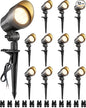 SUNVIE 6W Low Voltage Landscape Lights LED Low Voltage Lighting Warm White Landscaping Lights Waterproof Landscape Spotlights with Connectors Spot Lights Outdoor for Garden Tree Wall Yard, 12 Pack