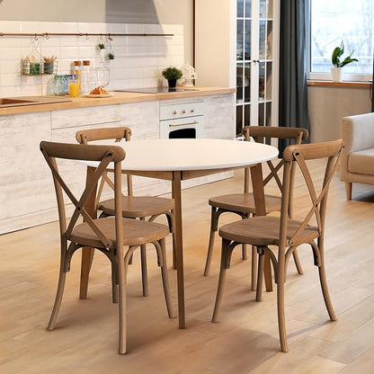 VINGLI Plastic Outdoor Dining Chairs Set of 4, Stackable Patio Farmhouse Brown Dining Chairs with X Back, Waterproof Kitchen & Dining Room Chairs for Indoor-Outdoor, Capacity 400 lbs
