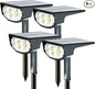 Solar Spot Lights Outdoor IP68 Waterproof, Ultra-Bright Performance，Simple Modes for Easier Operation, Auto On/Off，Solar Powered Landscape Lights for Garden, Yard, Pathway (Cool White, 4 Pack)