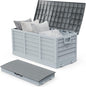 VINGLI 75 Gallon Collapsible Outdoor Storage Box, Simple-to-assemble Plastic Storage Containers with Lid, Patio Deck Box Furniture for Garden, Pool, Balcony, Yard (Grey)