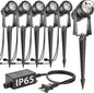 SUNTHIN Outdoor Landscape Lighting, 6 Pack Outdoor Spot Lights with Transformer for Yard, Plant, Lawn, Tree, Flags, House, Garden, Fence Use, IP65 Waterproof & Connectable