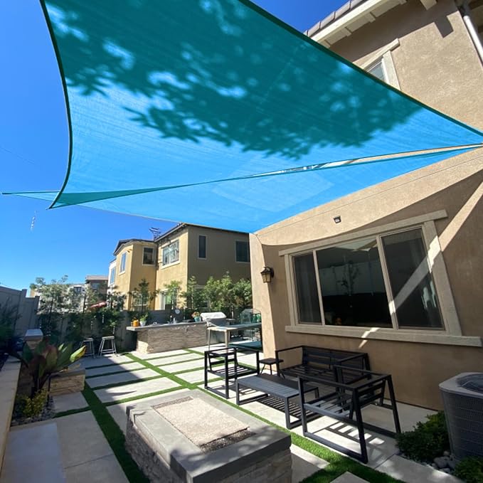 SUNLAX Sun Shade Sail 12' x 12' x 17' Turquoise Blue Right Triangle Canopy Sail Shade Cover UV Block Permeable Sunshade Outdoor for Patio Backyard (We Make Custom Size)