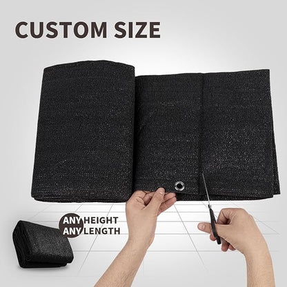 LOVE STORY Custom Size 2'6''x24' Black Balcony Privacy Screen,UV Block Privacy Fence Screen,90% Shield for Outdoor Pool Garden Apartment Railing