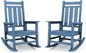 KINGYES Oversized Outdoor Rocking Chair Set of 2, All-Weather Patio Rocking Chairs for Porch, HDPE Outdoor Patio Rockers with High Back & Wide Seat for Garden, Lawn, Blue