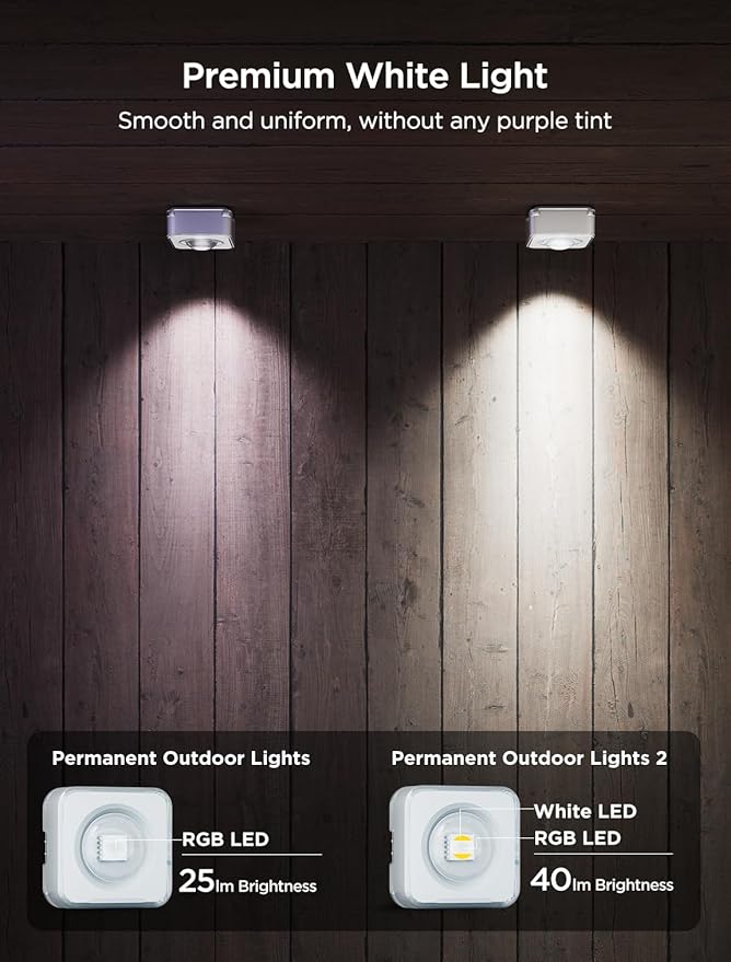 Govee Permanent Outdoor Lights 2, 150ft RGBIC Outdoor Lights with 108 LED Lights, IP67 Waterproof, 100 Scene Modes with 40lm White for Outdoor Decorations, Works with Alexa, Google Assistant, White