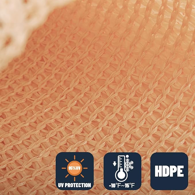 SUNNY GUARD Custom Size 16'x16' Peach Fuzz Sun Shade Sail Rectangle UV Block Shade for Backyard Yard Patio Deck Garden(Customized)