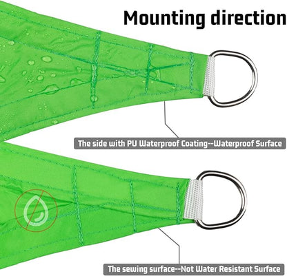 LOVE STORY Triangle 15'x15'x15' Waterproof Sun Shade Sail Canopy UV Block for Outdoor Patio Backyard Carport,Fruit Green(We Make Custom Size)