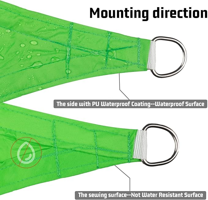 LOVE STORY Right Triangle 10'x12'x15.6' Waterproof Sun Shade Sail Canopy UV Block for Outdoor Patio Backyard Carport,Fruit Green(We Make Custom Size)