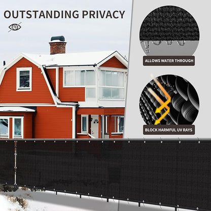 LOVE STORY Custom Size 2'6''x28' Black Balcony Privacy Screen,UV Block Privacy Fence Screen,90% Shield for Outdoor Pool Garden Apartment Railing