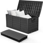 VINGLI 75 Gallon Collapsible Outdoor Storage Box, Simple-to-assemble Plastic Storage Containers with Lid, Patio Deck Box Furniture for Garden, Pool, Balcony, Yard (Full Black)
