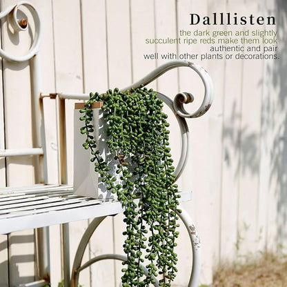 6 Pcs Artificial Succulents Hanging Plants, Fake String of Pearls Greenery Plants, Decoration for Wall, Home, Backdrop, Garden, Indoor and Outdoor