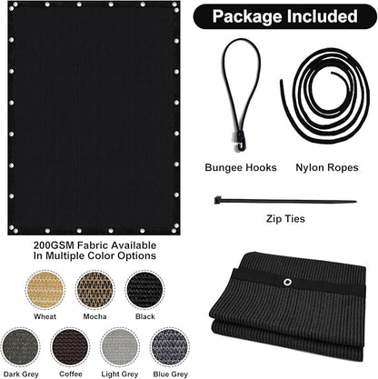 Artpuch 90% Sun Shade Cloth, 5 x 16 FT Pergola Shade Cover Canopy with Grommets, Sun Screen Fabric Tarp for Patio, Outdoor, Garden, Backyard, Black