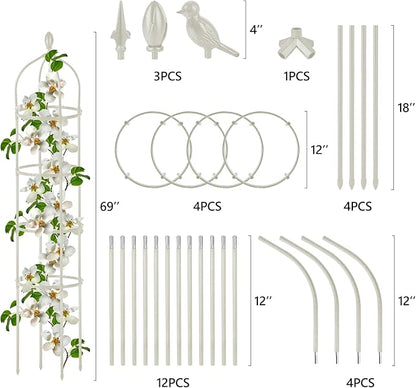 Garden Obelisk Trellis for Climbing Plants Outdoor 6 Ft Rose Bush Round Trellis for Pots Rustproof Metal Plant Flower Trellises for Clematis Vine Jasmine Support Outdoor Indoor