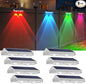 8 Pack Solar Fence Lights Outdoor - Warm White & RGB 6 Color, Dusk to Dawn Deck Light, Solar Powered Light Outdoor IP65 Waterproof, Solar Garden Lights for Outside/Backyard/Railing/Step/Patio/Wall