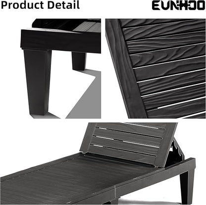 Chaise Lounge Outdoor Set of 4,Adjustable Pool Lounge Chair with 5 Positions Backrest, Waterproof Sun Loungers for Garden Pool Beach Patio Deck Sunbathing.Black