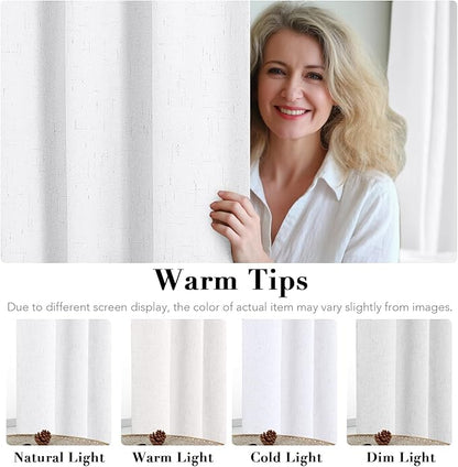 H.VERSAILTEX 100% Blackout Curtains for Bedroom Thermal Insulated Linen Textured Curtains Heat and Full Light Blocking Drapes Living Room Curtains 2 Panel Sets, 52x45 - Inch, Pure White