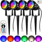 Halloween Christmas RGBW Landscape Light Outdoor,10W Color Changing Low Voltage Landscape Lighting with Remote Control,12V-24V Waterproof Outdoor Spot Lights for Yard House Garden Tree(4 Pack)