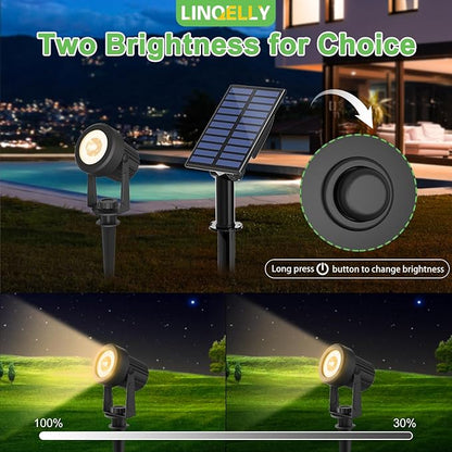 Solar Spotlights Outdoor Waterproof, Warm White Landscape Spotlights, Decorative Solar Spot Lighting for Garden, Yard, Pathway, Lawn, Poolside, Party, 2-in-1 Mounted (Warm White, 2 Pack)