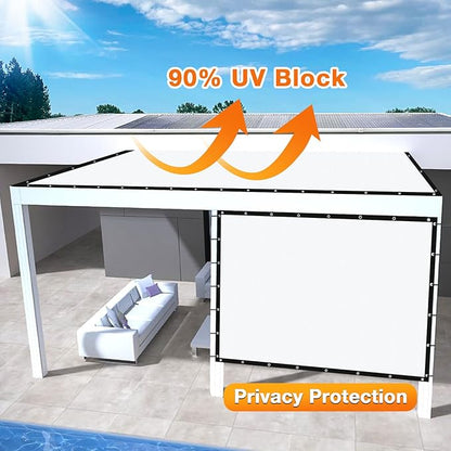 Artpuch Outdoor Pergola Shade Cover 16' X 20' Sun Shade Cloth with Grommets, 90% UV Protection Canopy Patio Privacy Screen (Customized Available) GN107, White