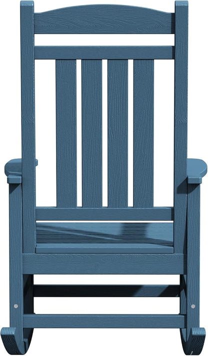 KINGYES Oversized Patio Rocking Chair Set of 2, High Density Polyethylene Outdoor Rocking Chairs with 330lbs Support for Adults, Navy