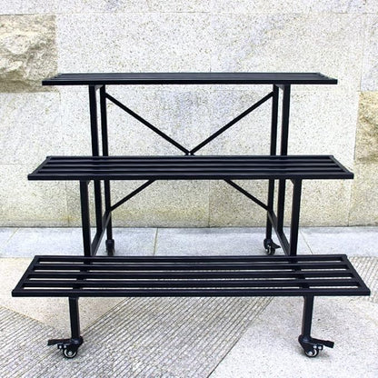 Zhongma 3 Tier Sturdy Metal Plant Stand with Wheels, L35.43 x W26 x H26 inch, Heavy Duty Plant Holder for Home Indoor and Outdoor, 660 LBS Capacity & Heavy Duty Construction
