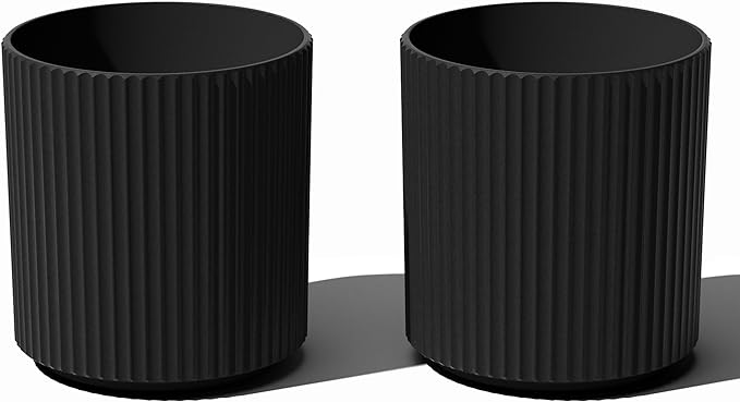 Veradek Demi Series Round Planter for Porch, Patio, Backyard | Durable Plastic-Stone Composite Material | Modern Décor for Tall Plants, Flowers