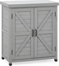 Outdoor Potting Bench with Storage Cabinet and Metal Top, Wood Workstation for Outdoor Patio, Garden (Classic Grey, 31x17x36‘’)