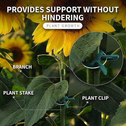 Plant Clips 80 Piece Green Gentle Gardening Plant & Flower Lever Loop Gripper Clips, Tool for Supporting or Straightening Plant Stems, Stalks, and Vines, Garden Clips, by RamPro