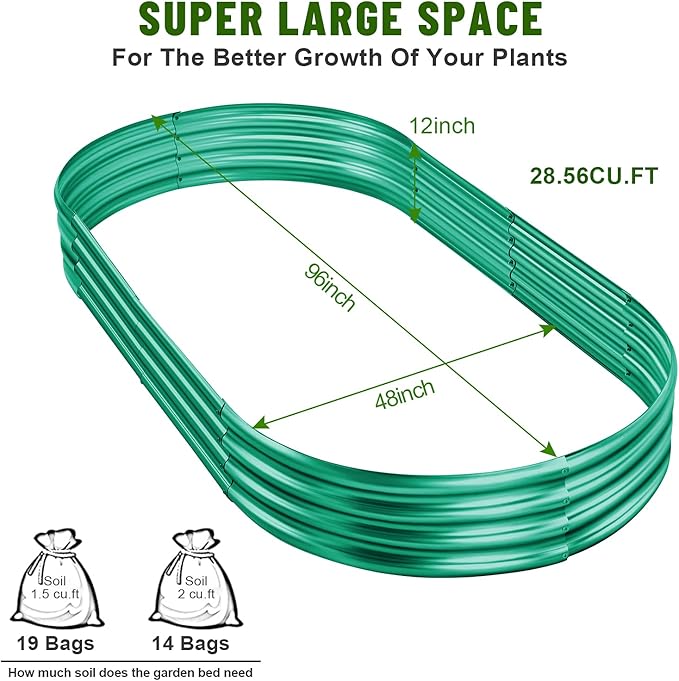 Land Guard 8×4×1 ft Green Raised Garden Bed, Garden Raised Bed, Above Ground Flower Bed for Vegetables, Flowers, Herbs（Green）…